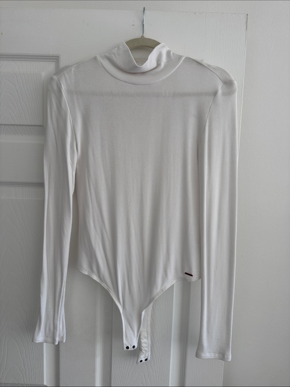 Long-Sleeve White Turtleneck Bodysuit